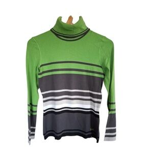 Marc Cain Polo Striped Cotton Turtleneck Sweater Size Small (3)